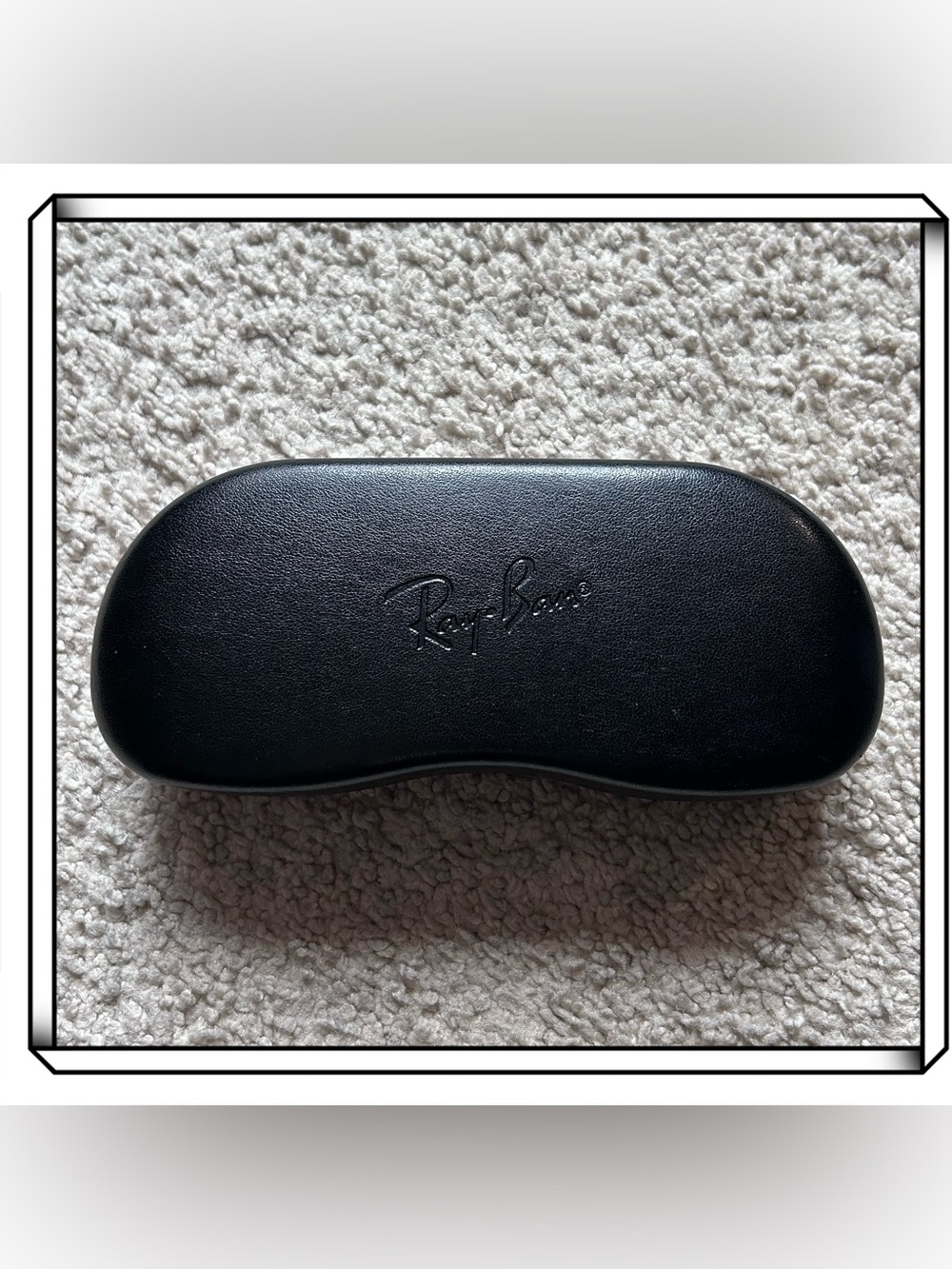 Ray-Ban Faux Leather Embossed Logo Hard Shell Clamshell Glass Case Black OS
